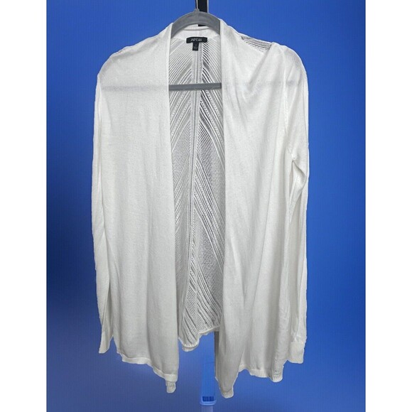 Apt‎ 9 Cardigan Sweater Draping Open Front Crochet Back Lightweight White Small - Picture 2 of 5